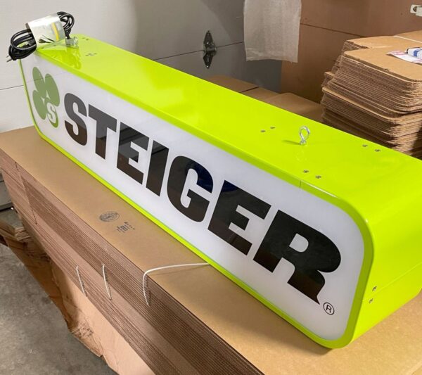 12” x 54” Green STEIGER Sign | Custom Farm Signs | That Emblem Guy ...