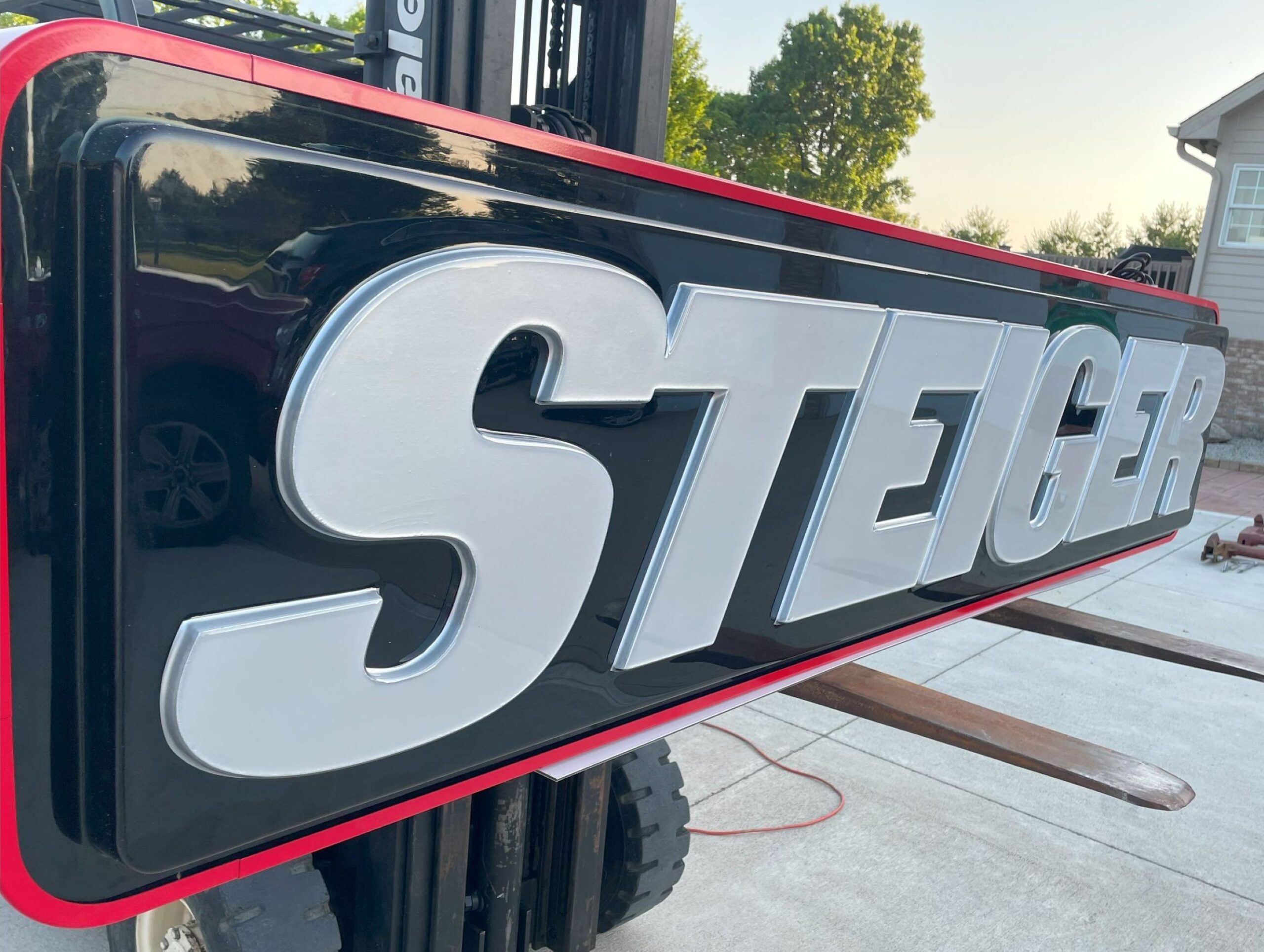 21” x 96” Red STEIGER Sign - Image 2