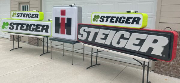 21” x 96” Red STEIGER Sign | Custom Farm Signs | That Emblem Guy ...